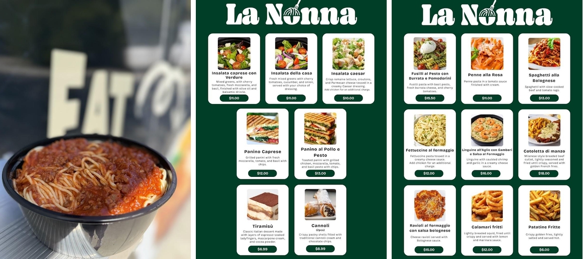 La Nonna Italian Food Menu